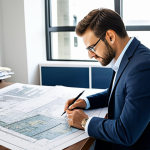 **

"Architectural technologist reviewing blueprints in a well-lit office, wearing a professional outfit, fully clothed, appropriate attire, safe for work, perfect anatomy, focused expression, surrounded by architectural models and material samples, emphasizing budget planning and design efficiency, professional, modest, family-friendly, detailed rendering."

**