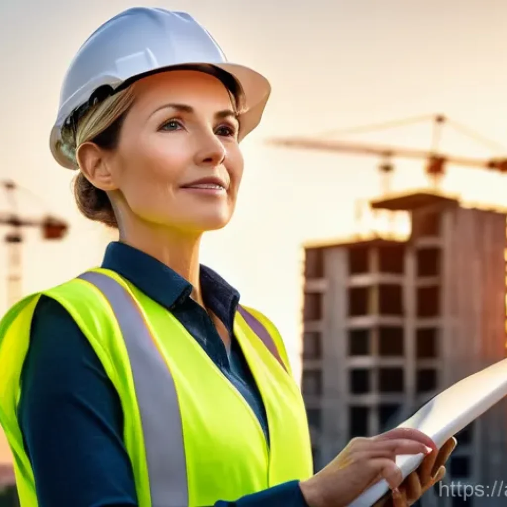 건축기술사로 이직 성공 사례 - A confident and successful Architectural Professional Engineer, a man or woman in their 40s to 50s, ...